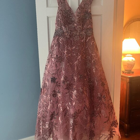 Mac Dugall Women's Sequin Gown with Embellished Hemline